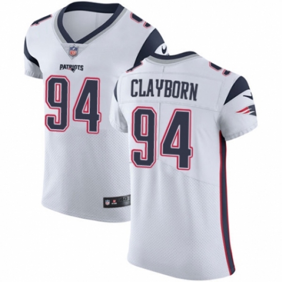 Men's Nike New England Patriots 94 Adrian Clayborn White Vapor Untouchable Elite Player NFL Jersey