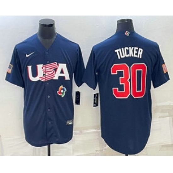 Men's USA Baseball 30 Kyle Tucker 2023 Navy World Baseball Classic Stitched Jersey