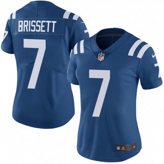 Women's Nike Indianapolis Colts 7 Jacoby Brissett Royal Blue Team Color Vapor Untouchable Elite Player NFL Jersey