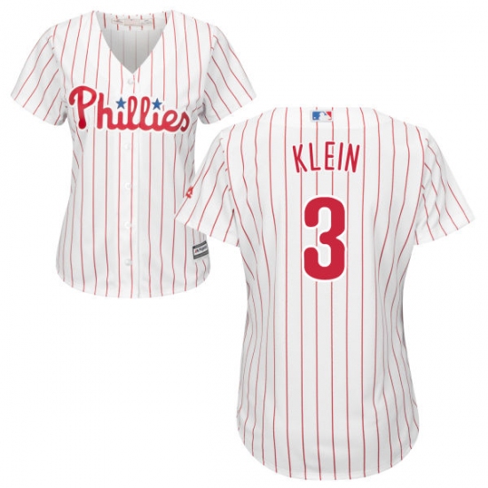Women's Majestic Philadelphia Phillies 3 Chuck Klein Replica White/Red Strip Home Cool Base MLB Jersey
