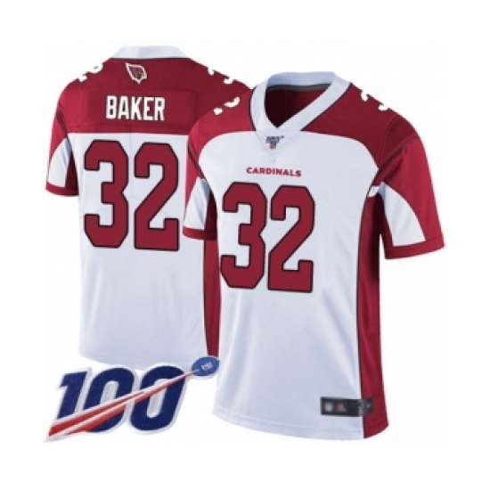 Men's Arizona Cardinals 32 Budda Baker White Vapor Untouchable Limited Player 100th Season Football Jersey