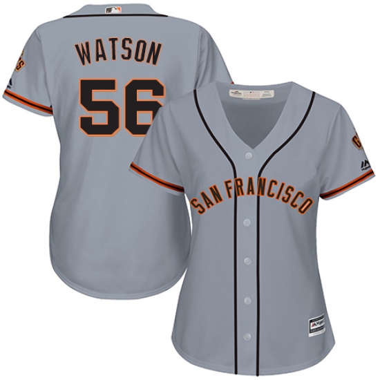 Women's Majestic San Francisco Giants 56 Tony Watson Replica Grey Road Cool Base MLB Jersey