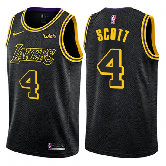 Youth Nike Los Angeles Lakers 4 Byron Scott Swingman Black NBA Jersey - City Edition