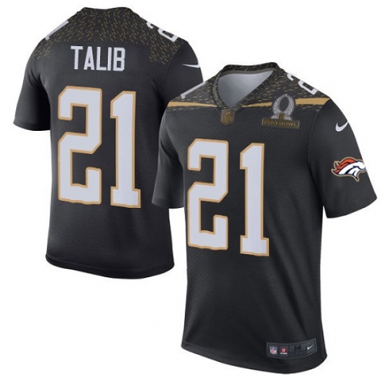 Men's Nike Denver Broncos 21 Aqib Talib Elite Black Team Irvin 2016 Pro Bowl NFL Jersey