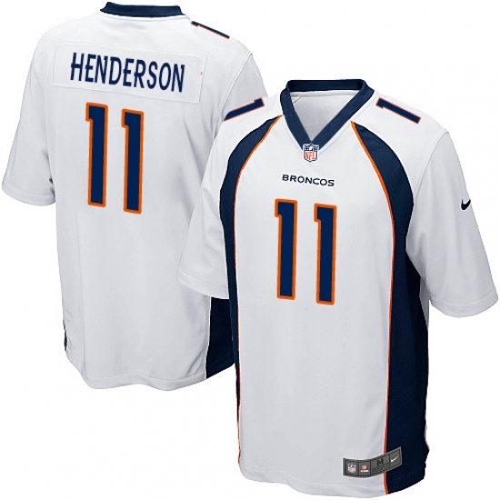 Men's Nike Denver Broncos 11 Carlos Henderson Game White NFL Jersey