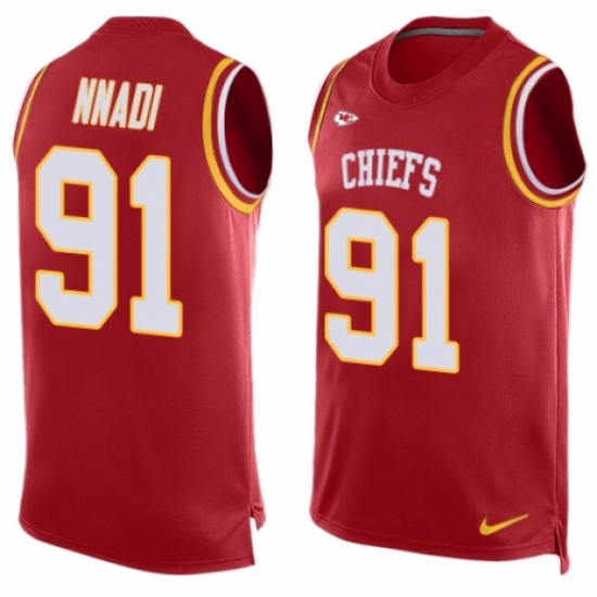 Men's Nike Kansas City Chiefs 91 Derrick Nnadi Limited Red Player Name & Number Tank Top NFL Jersey