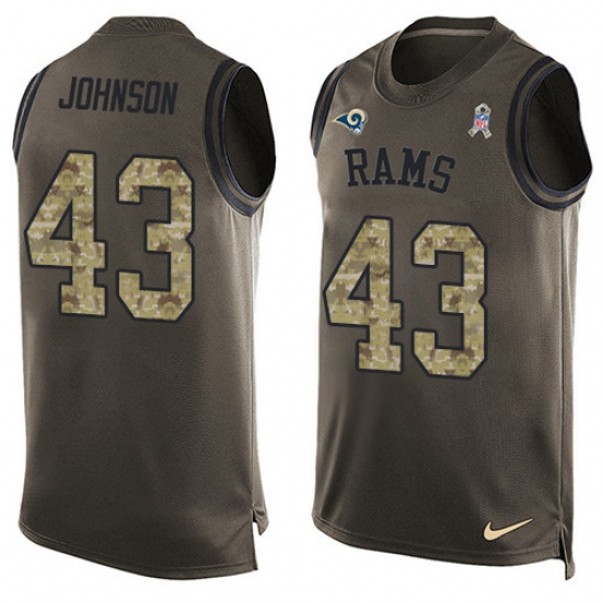 Men's Nike Los Angeles Rams 43 John Johnson Limited Green Salute to Service Tank Top NFL Jersey