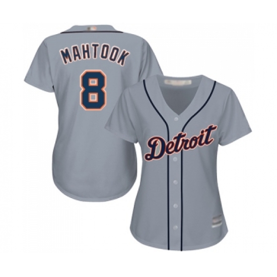 Women's Detroit Tigers 8 Mikie Mahtook Authentic Grey Road Cool Base Baseball Jersey