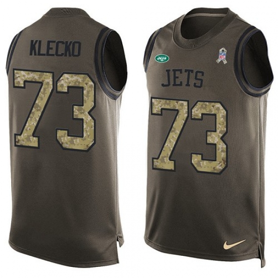 Men's Nike New York Jets 73 Joe Klecko Limited Green Salute to Service Tank Top NFL Jersey