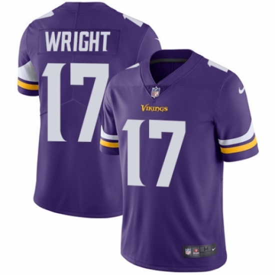 Men's Nike Minnesota Vikings 17 Kendall Wright Purple Team Color Vapor Untouchable Limited Player NFL Jersey