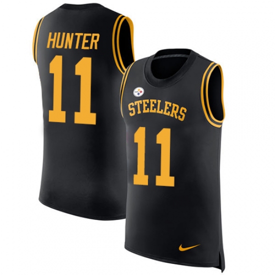 Men's Nike Pittsburgh Steelers 11 Justin Hunter Limited Black Rush Player Name & Number Tank Top NFL Jersey
