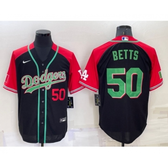 Men's Los Angeles Dodgers 50 Mookie Betts Number Black Mexican Heritage Culture Night Nike Jersey