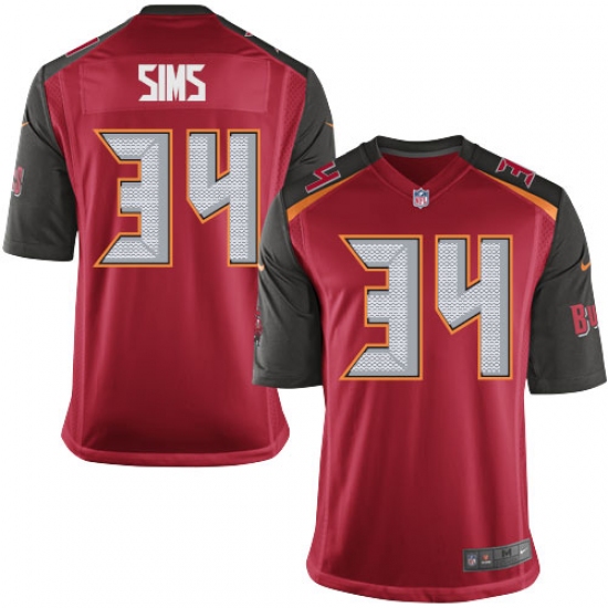 Men's Nike Tampa Bay Buccaneers 34 Charles Sims Game Red Team Color NFL Jersey