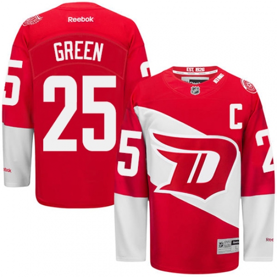 Men's Reebok Detroit Red Wings 25 Mike Green Authentic Red 2016 Stadium Series NHL Jersey