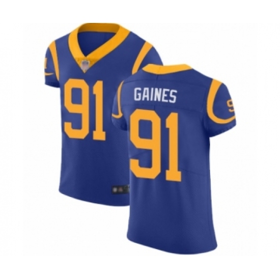 Men's Los Angeles Rams 91 Greg Gaines Royal Blue Alternate Vapor Untouchable Elite Player Football Jersey