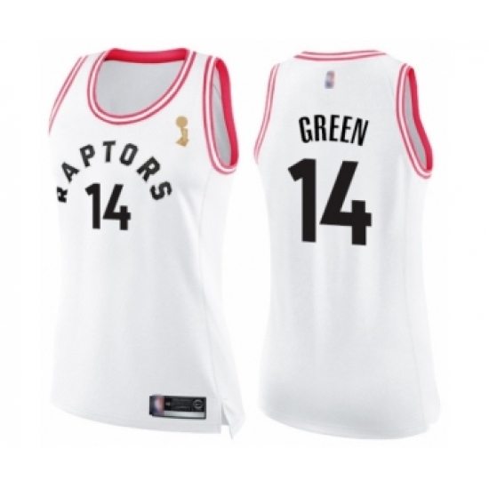 Women's Toronto Raptors 14 Danny Green Swingman White Pink Fashion 2019 Basketball Finals Champions Jersey