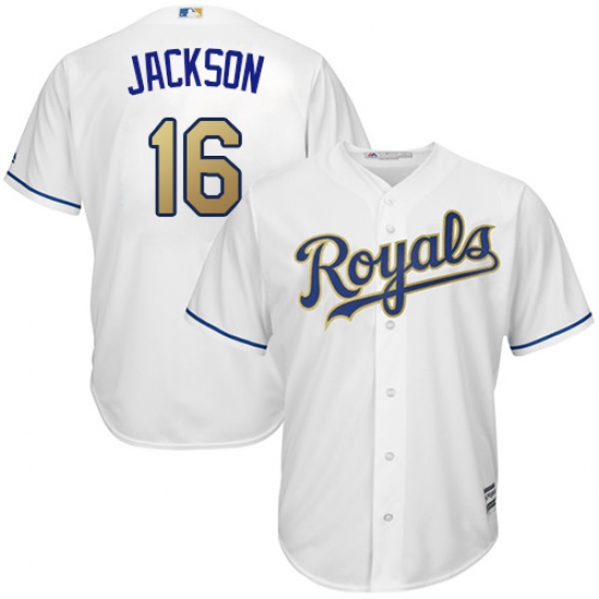 Men's Majestic Kansas City Royals 16 Bo Jackson Replica White Home Cool Base MLB Jersey