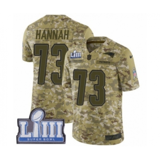 Youth Nike New England Patriots 73 John Hannah Limited Camo 2018 Salute to Service Super Bowl LIII Bound NFL Jersey