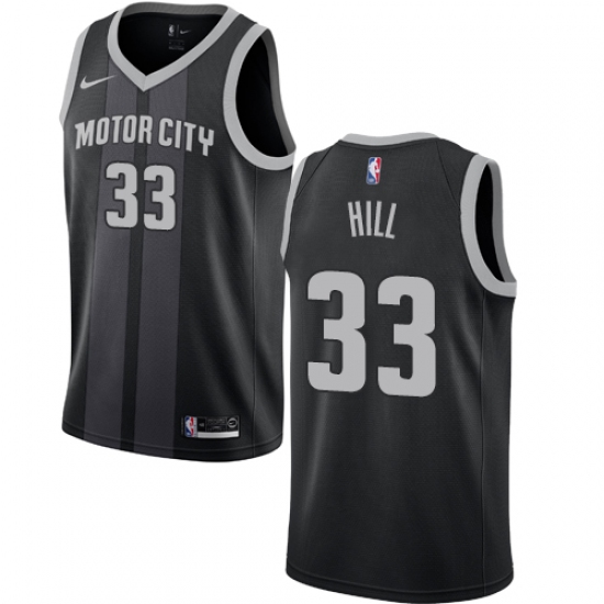 Men's Nike Detroit Pistons 33 Grant Hill Swingman Black NBA Jersey - City Edition