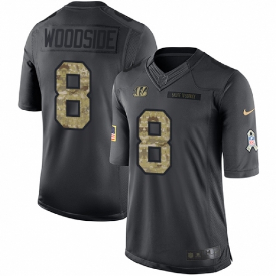 Youth Nike Cincinnati Bengals 8 Logan Woodside Limited Black 2016 Salute to Service NFL Jersey