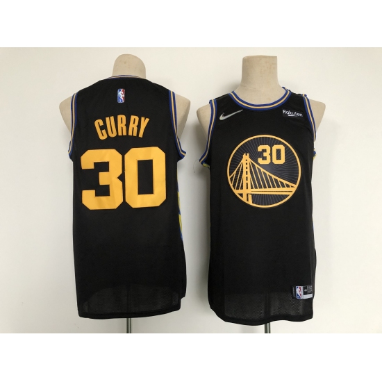 Men's Golden State Warriors 30 Stephen Curry Black City Player Jersey