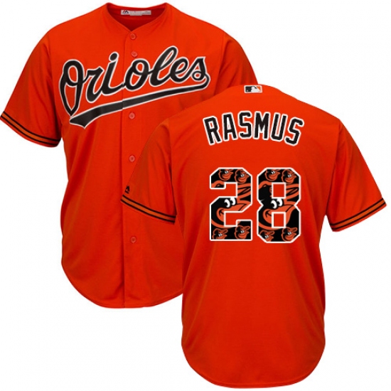 Men's Majestic Baltimore Orioles 28 Colby Rasmus Authentic Orange Team Logo Fashion Cool Base MLB Jersey