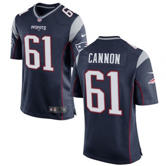 Men's Nike New England Patriots 61 Marcus Cannon Game Navy Blue Team Color NFL Jersey