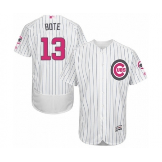 Men's Chicago Cubs 13 David Bote Authentic White 2016 Mother's Day Fashion Flex Base Baseball Player Jersey