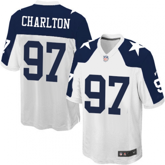 Men's Nike Dallas Cowboys 97 Taco Charlton Game White Throwback Alternate NFL Jersey