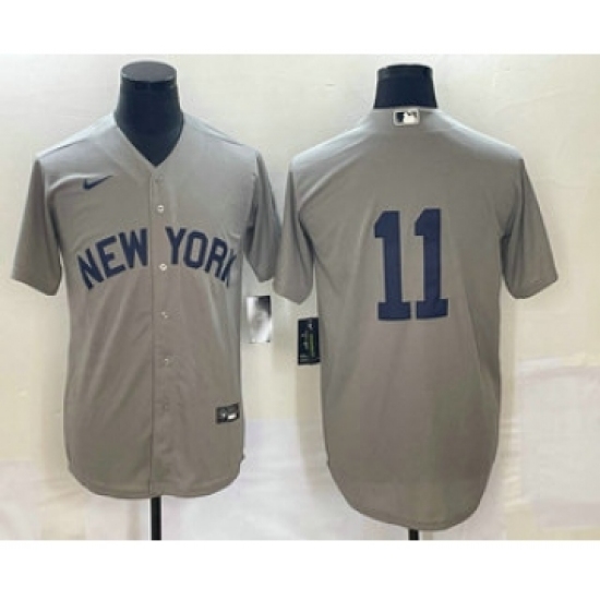 Men's New York Yankees 11 Anthony Volpe 2021 Grey Field of Dreams Cool Base Stitched Baseball Jersey
