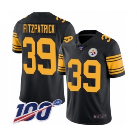 Men's Pittsburgh Steelers 39 Minkah Fitzpatrick Limited Black Rush Vapor Untouchable 100th Season Football Jersey