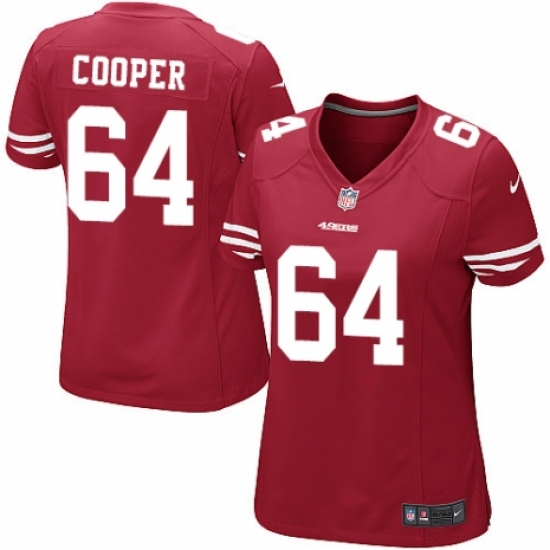 Women's Nike San Francisco 49ers 64 Jonathan Cooper Game Red Team Color NFL Jersey