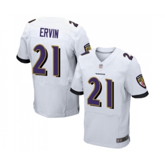 Men's Baltimore Ravens 21 Tyler Ervin Elite White Football Jersey