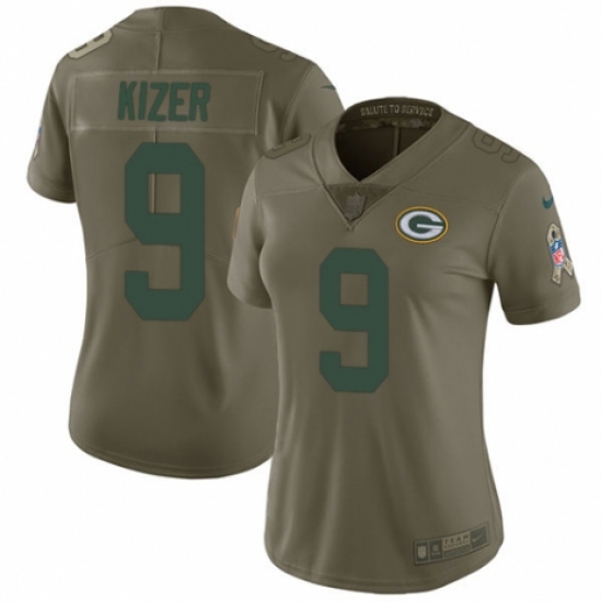 Women's Nike Green Bay Packers 9 DeShone Kizer Limited Olive 2017 Salute to Service NFL Jersey