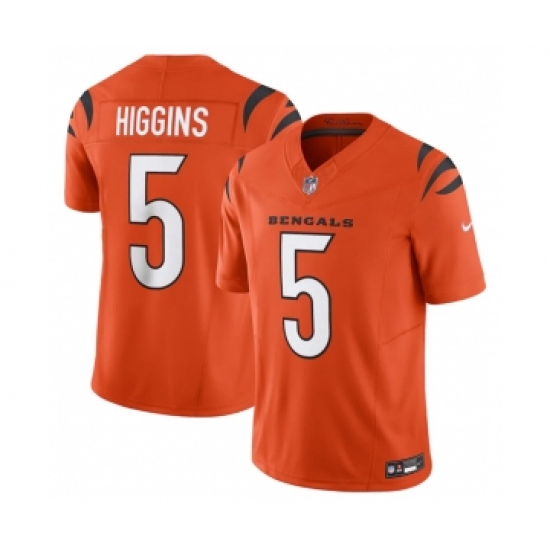 Men's Cincinnati Bengals 5 Tee Higgins Orange 2023 F.U.S.E. Vapor Untouchable Limited Stitched Jersey