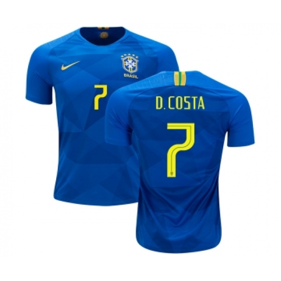 Brazil 7 D.Costa Away Kid Soccer Country Jersey