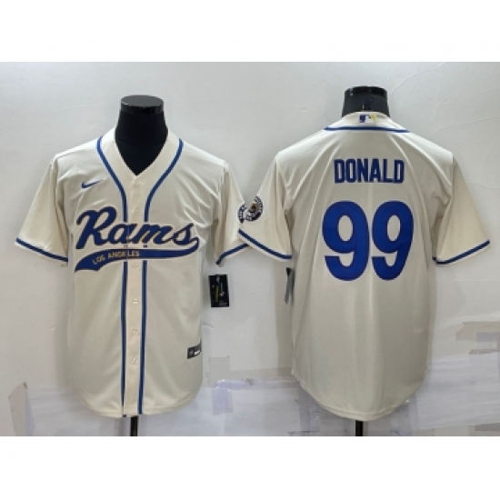 Men's Los Angeles Rams 99 Aaron Donald Cream Stitched Cool Base Nike Baseball Jersey