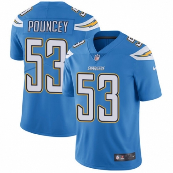 Men's Nike Los Angeles Chargers 53 Mike Pouncey Electric Blue Alternate Vapor Untouchable Limited Player NFL Jersey
