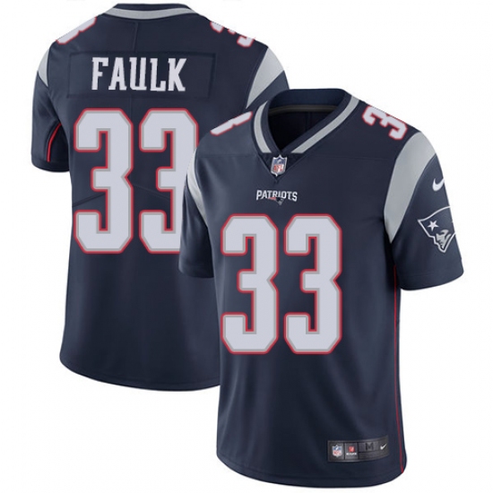 Youth Nike New England Patriots 33 Kevin Faulk Navy Blue Team Color Vapor Untouchable Limited Player NFL Jersey