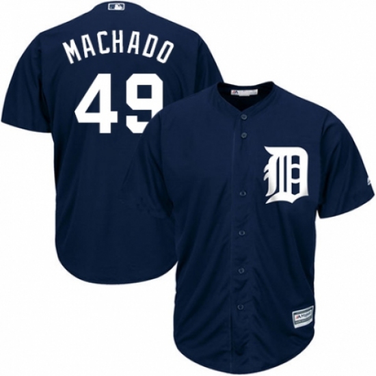 Men's Majestic Detroit Tigers 49 Dixon Machado Replica Navy Blue Alternate Cool Base MLB Jersey
