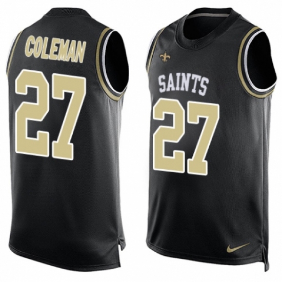Men's Nike New Orleans Saints 27 Kurt Coleman Limited Black Player Name & Number Tank Top NFL Jersey