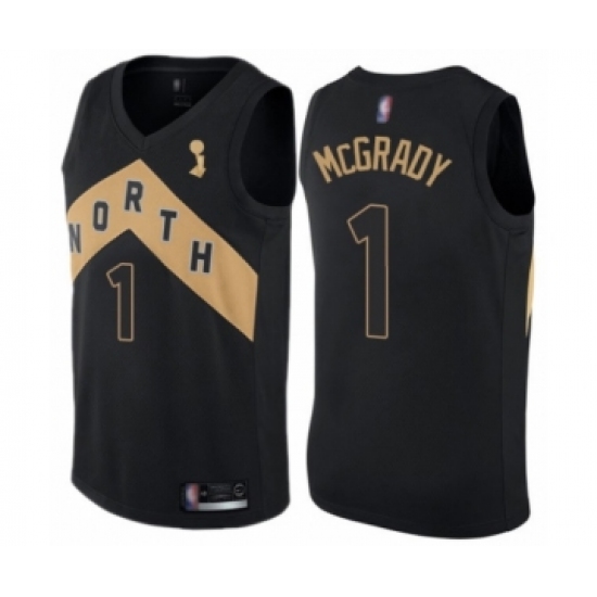 Men's Toronto Raptors 1 Tracy Mcgrady Swingman Black 2019 Basketball Finals Champions Jersey - City Edition