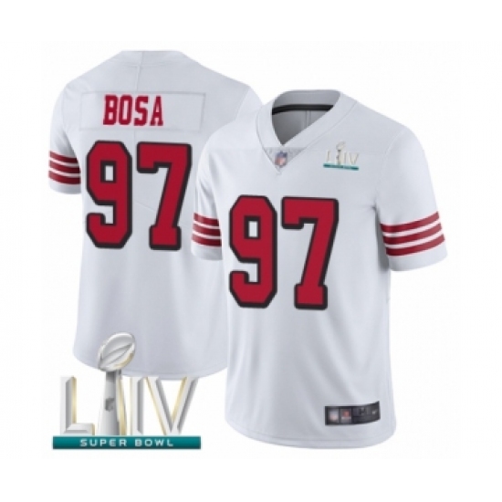 Men's San Francisco 49ers 97 Nick Bosa Limited White Rush Vapor Untouchable Super Bowl LIV Bound Football Jersey
