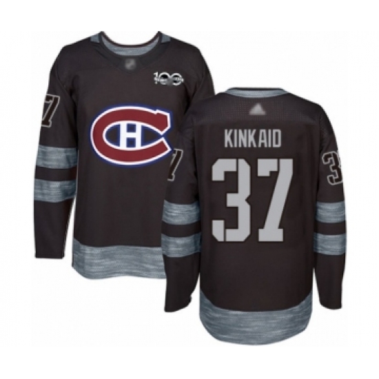 Men's Montreal Canadiens 37 Keith Kinkaid Authentic Black 1917-2017 100th Anniversary Hockey Jersey