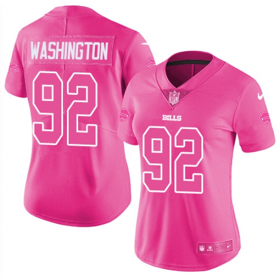 Women's Nike Buffalo Bills 92 Adolphus Washington Limited Pink Rush Fashion NFL Jersey