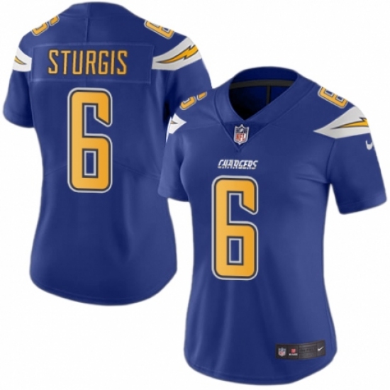 Women's Nike Los Angeles Chargers 6 Caleb Sturgis Limited Electric Blue Rush Vapor Untouchable NFL Jersey