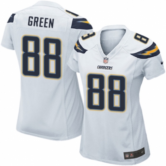 Women's Nike Los Angeles Chargers 88 Virgil Green Game White NFL Jersey