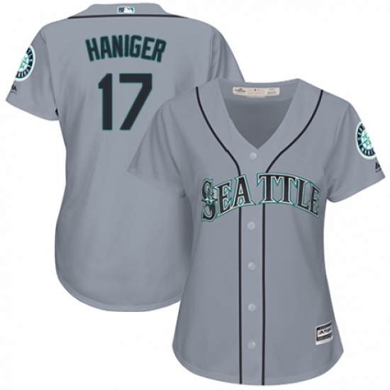 Women's Majestic Seattle Mariners 17 Mitch Haniger Authentic Grey Road Cool Base MLB Jersey