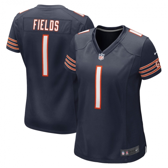 Women's Chicago Bears 1 Justin Fields Nike Navy 2021 NFL Draft First Round Pick Limited Jersey