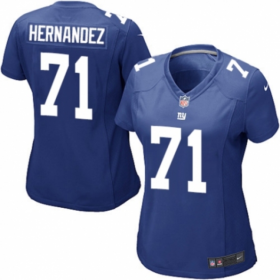 Women's Nike New York Giants 71 Will Hernandez Game Royal Blue Team Color NFL Jersey